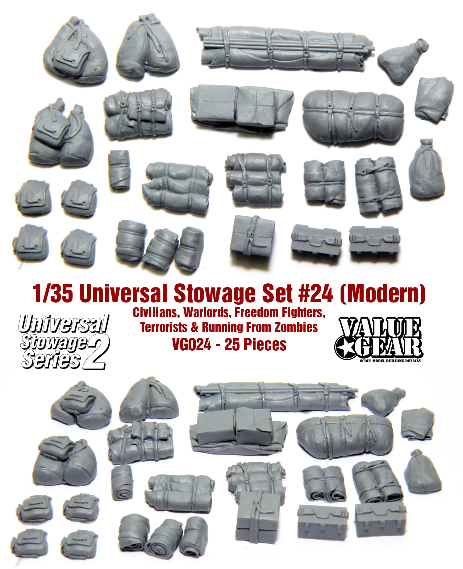 Value Gear Stowage 25pcs Desert Storm Alice 1/35 USA Modern Stowage Set #1