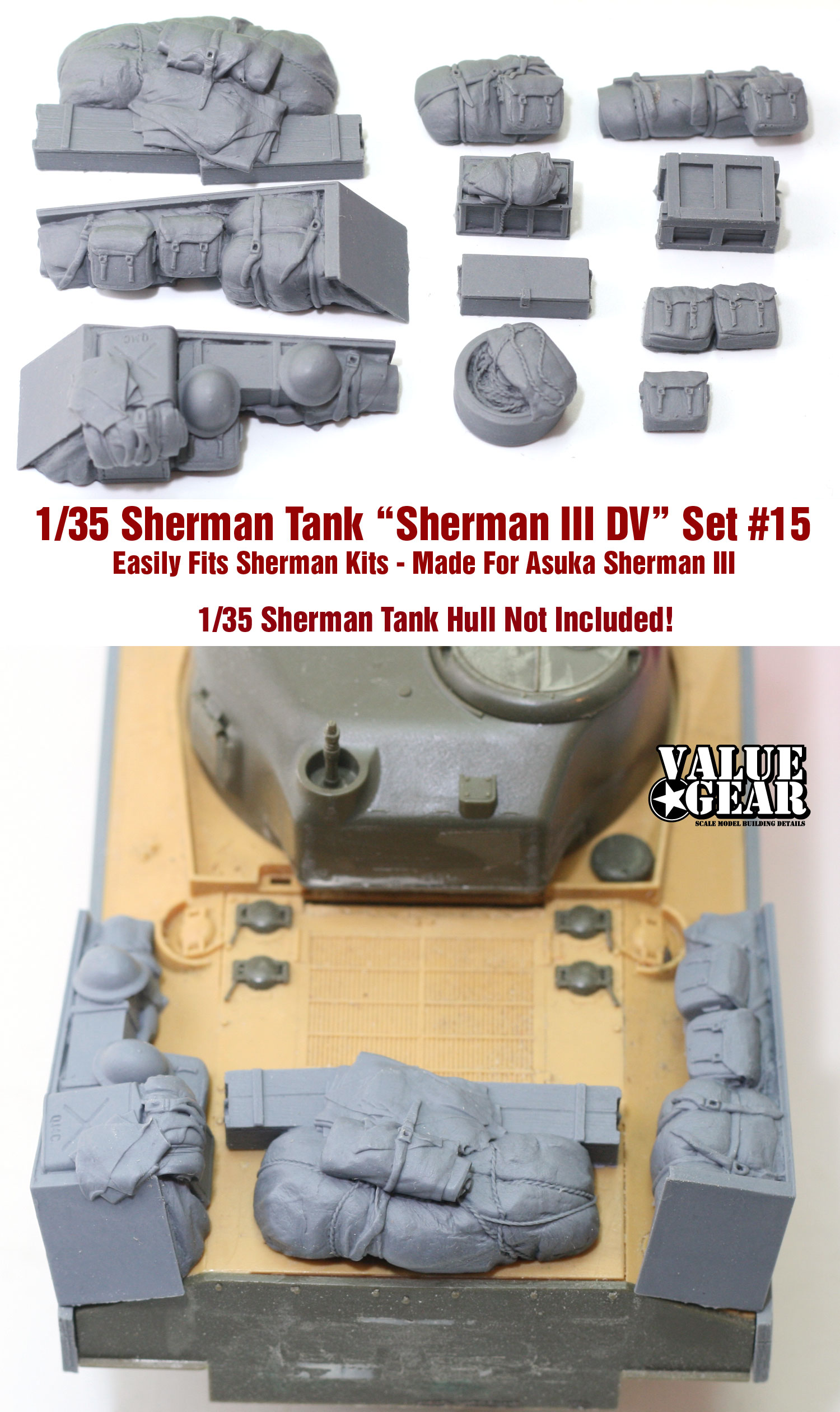 1/35 Scale Resin kit WW2 Sherman tank Engine Deck and Stowage Sets #12
