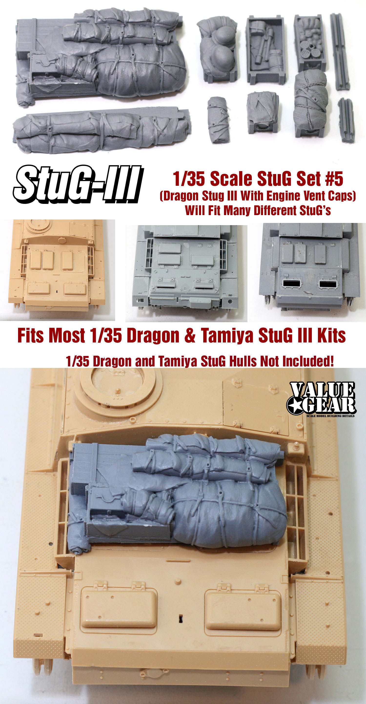 8 Pieces Value Gear Resin 1//35 Scale StuG IV Deck Stowage Set #7