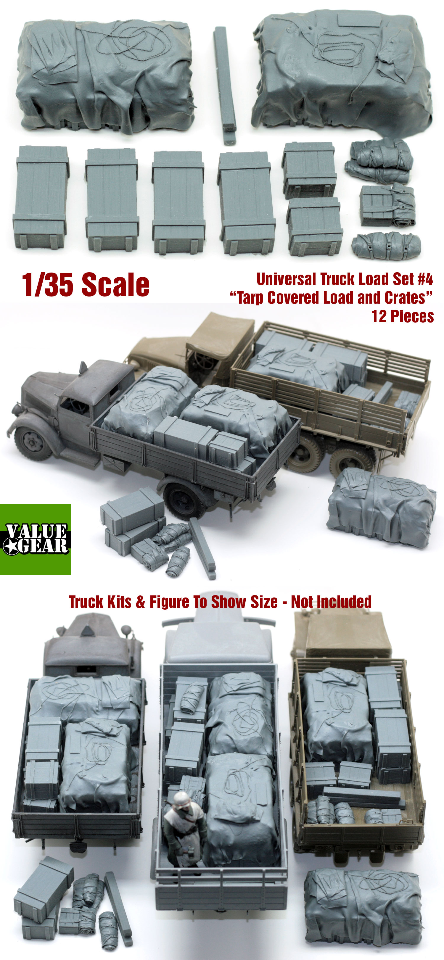 Value Gear 1/35 Universal/Generic Truck Load Set #5 TarpCovered Crates 